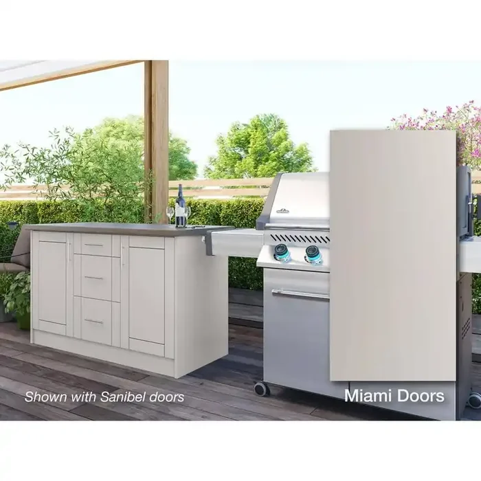 Miami Shoreline Gray 14-Piece 55.25 in. x 34.5 in. x 25.5 in. Outdoor Kitchen Cabinet Island Set