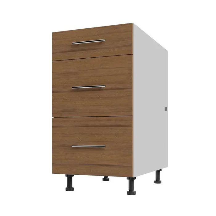 Miami Weatherboard 18 in. X 27 in. X 34.5 in Outdoor Base Cabinet 3 Drawer in Teak Matte
