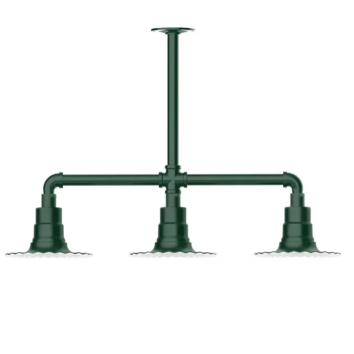 Montclair Light Works – MSK157-42-T48-G06 – Three Light Pendant – Radial – Forest Green – MSK15742T48G06