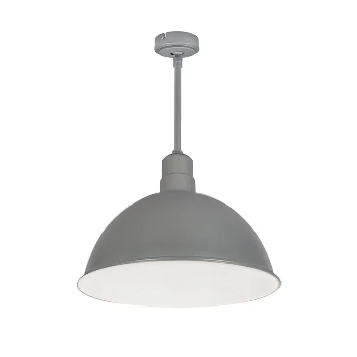 Nora 16 Inch RLM 96 Inch Stem Mounted LED Shade 2500Lm 4000K Gun Metal/White 120V 0-10V/Triac/ELV And 277V 0-10V Dimming (NRLM-16ST2540GMWLE4/96)