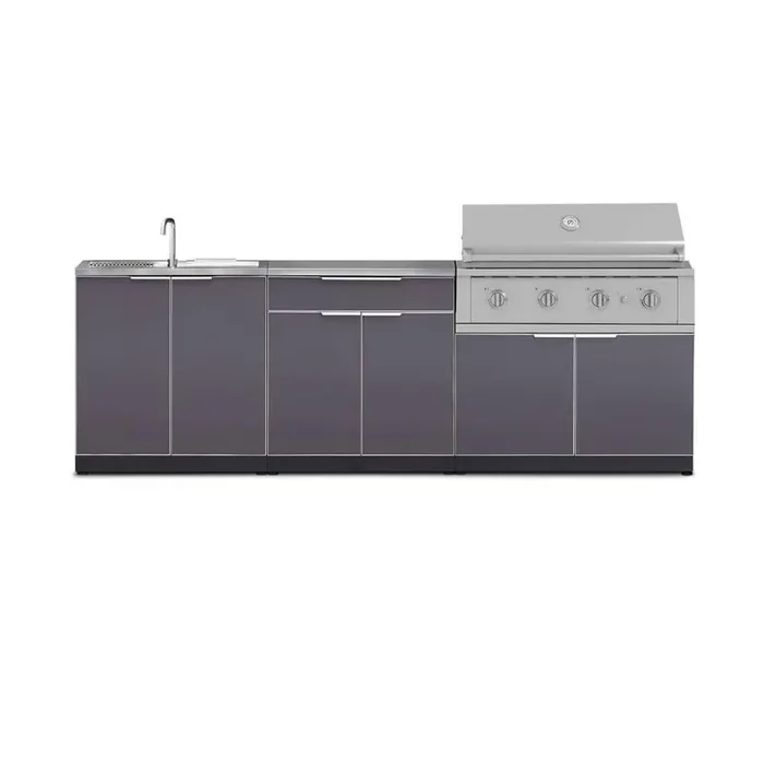 Outdoor Kitchen 104 in. W x 24 in. D x 48.5 in. H Aluminum 5-Piece Cabinet Set with 40 in. Performance Natural Gas Grill