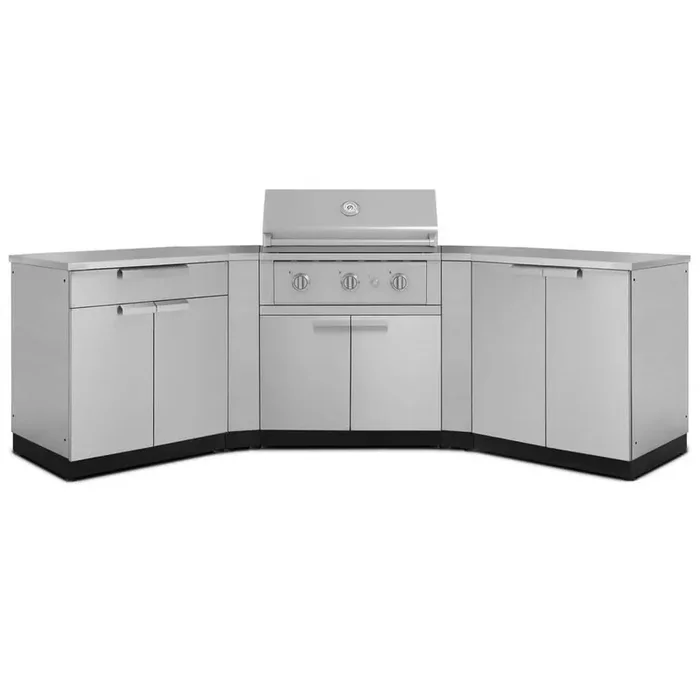 Outdoor Kitchen 122.95in.W x24in.D x 48.5in.H Stainless Steel 7-Piece Cabinet Set w/ 33in. Performance Natural Gas Grill