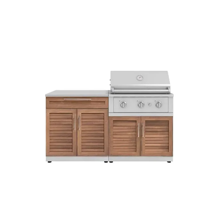 Outdoor Kitchen 65 in.Wx47.5in.Hx24in.D Stainless Steel Grove 4-Piece Cabinet Set w/33in. Performance Natural gas Grill