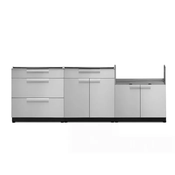 Outdoor Kitchen Stainless Steel 97 in. W x 36.5 in. H x 24 in. D 3-Piece Cabinet Set without Countertop