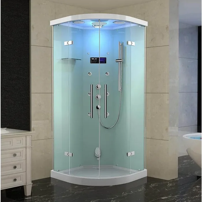 Ovato Grandmere 36 in. x 36 in. x 87 in. Neo-Round Steam Shower Enclosure with 6-Body Jets