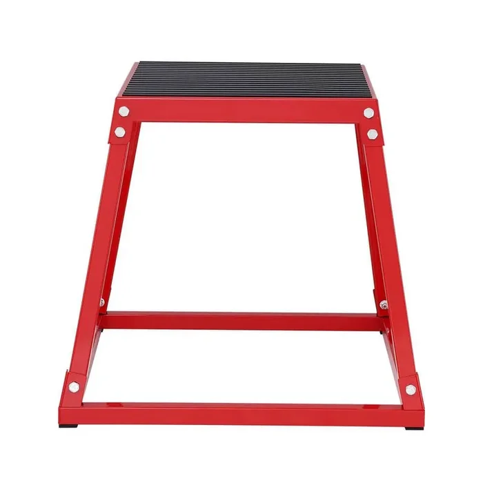 Plyometric Platform Box 18 in. Height Fitness Steel Plyo Box with Rubber Grip Platform for Strength Training, Red