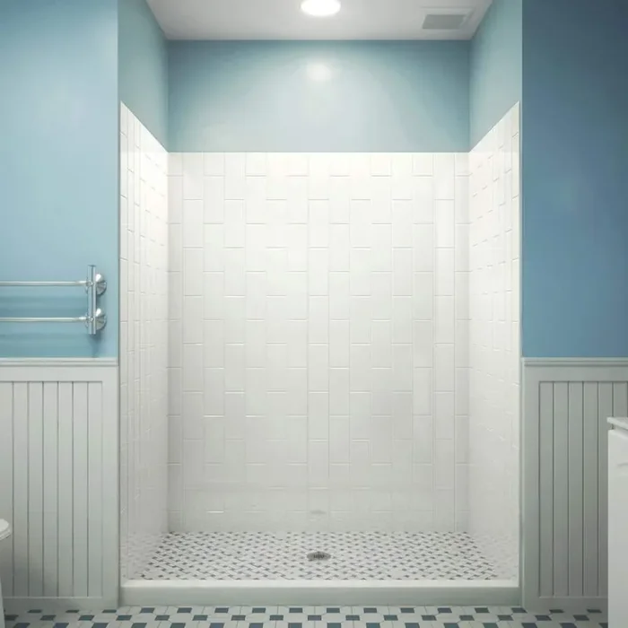 QWALL-VS 54 in. W x 76 in. H x 41.5 in. D 4-Piece Glue-Up Acrylic Alcove Shower Backwalls in White