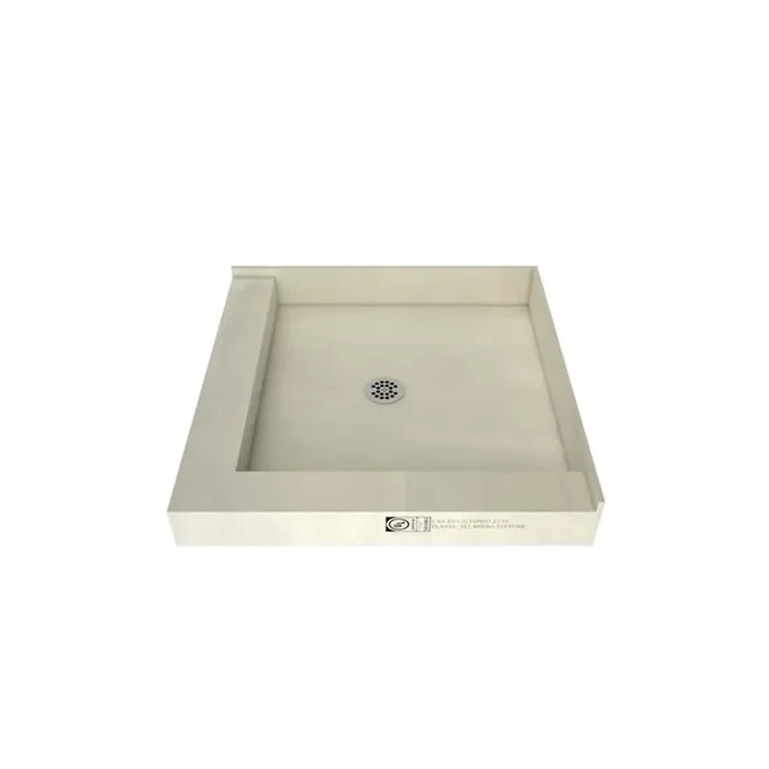 Redi Base 36 in. x 36 in. Double Threshold Shower Base with Center Drain and Polished Chrome Drain Plate