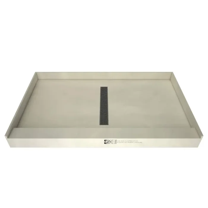 Redi Trench 34 in. x 60 in. Single Threshold Shower Base with Center Drain and Brushed Nickel Trench Grate