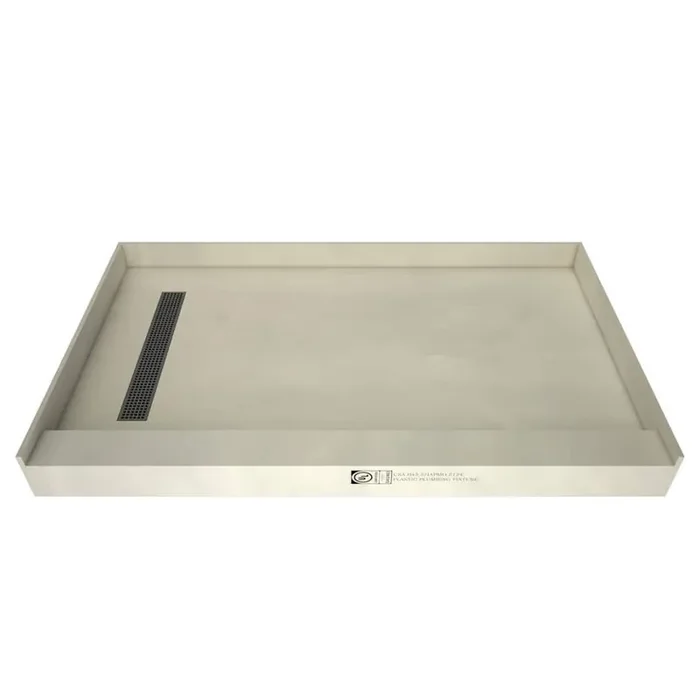 Redi Trench 34 in. x 60 in. Single Threshold Shower Base with Left Drain and Brushed Nickel Trench Grate