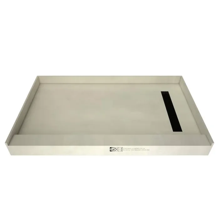 Redi Trench 42 in. x 48 in. Single Threshold Shower Base with Right Drain and Matte Black Trench Grate