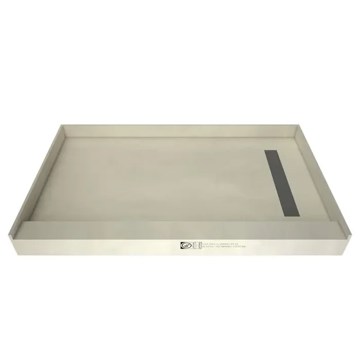 Redi Trench 60 in. L x 37 in. W Single Threshold Alcove Shower Pan Base with Right Drain and Tileable Drain Grate