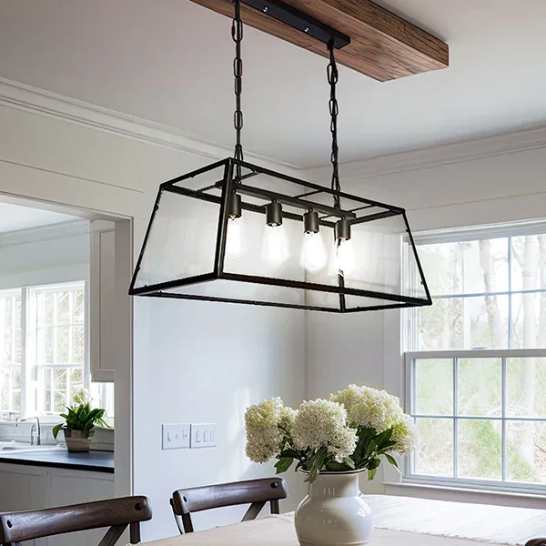 Refined Farmhouse Rectangular Metal Chandelier – Decor Steals
