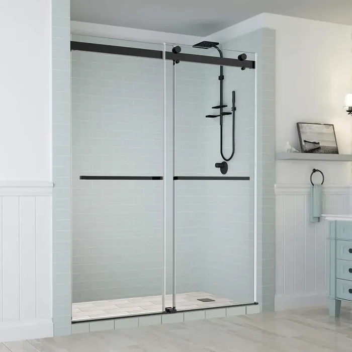 Rivage 56 in. to 60 in. x 76 in. Frameless Sliding Double-Bypass Sliding Shower Door in Oil Rubbed Bronze