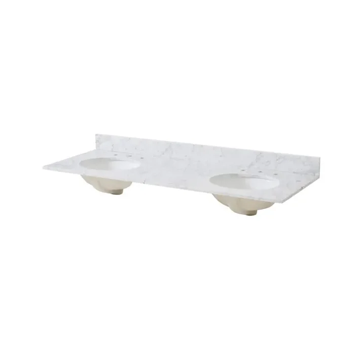 Roseland 5 ft. Marble Solid Surface Countertop with Sink in Carrara White