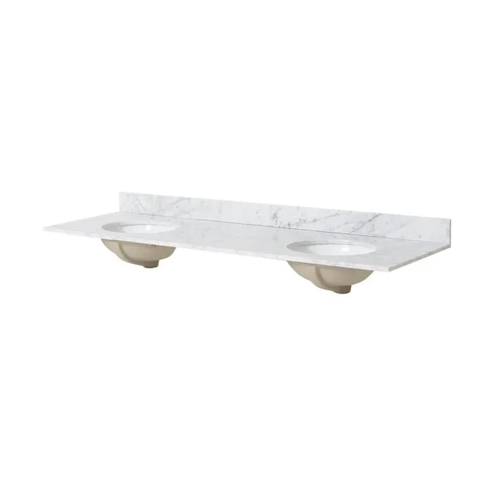 Roseland 6 ft. Marble Solid Surface Countertop with Sink in Carrara White