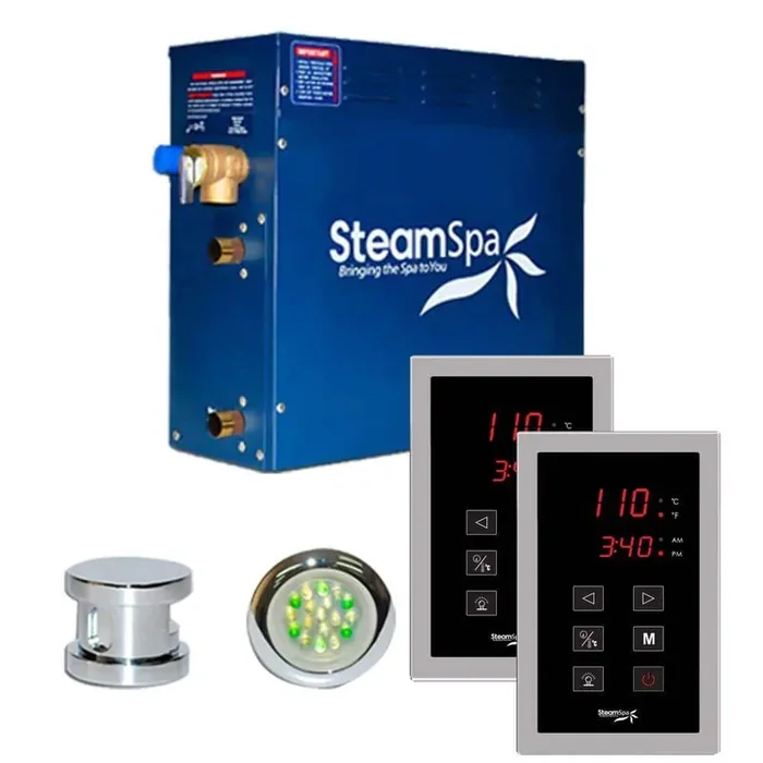 Royal Series 4.5kW Steam Bath Generator Package with Continuous Steam and Quick Start Technology in Polished Chrome