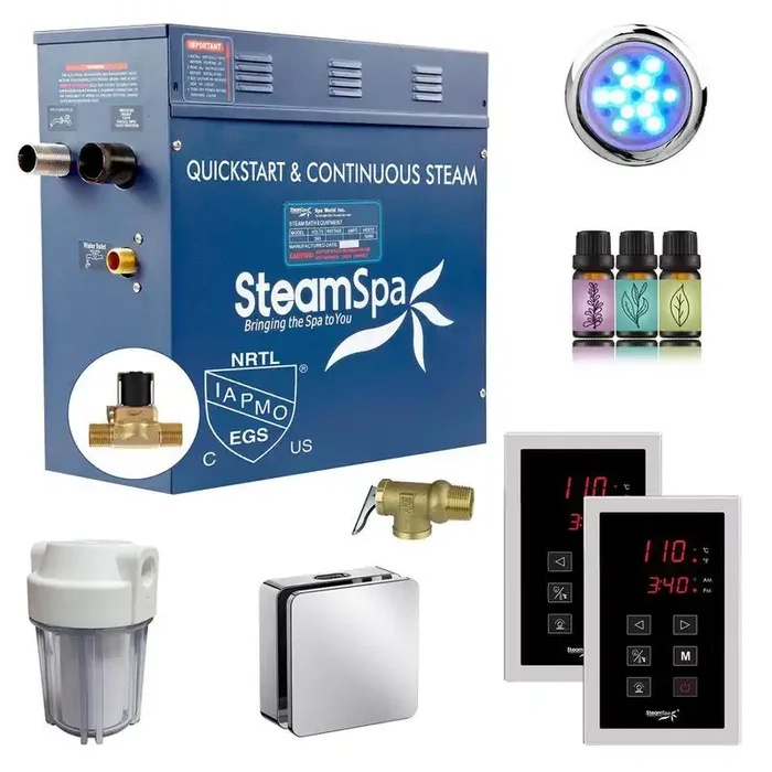 Royal Series 6000-Watt Steam Generator with Continuous Steam, Dual Touch Pads, Filter, and AutoDrain in Polished Chrome