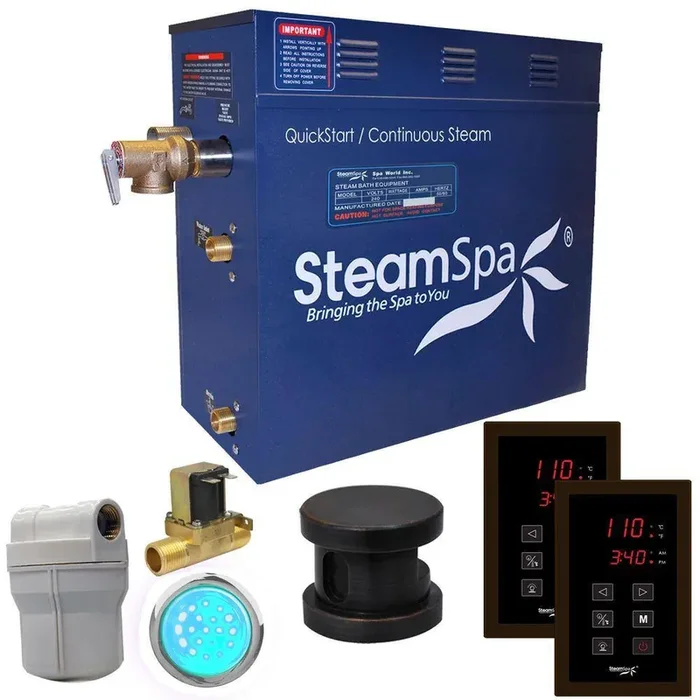Royal Series 7.5kW Steam Bath Generator with Continuous Steam Plus Quick Start Tech and Auto Drain in Oil Rubbed Bronze