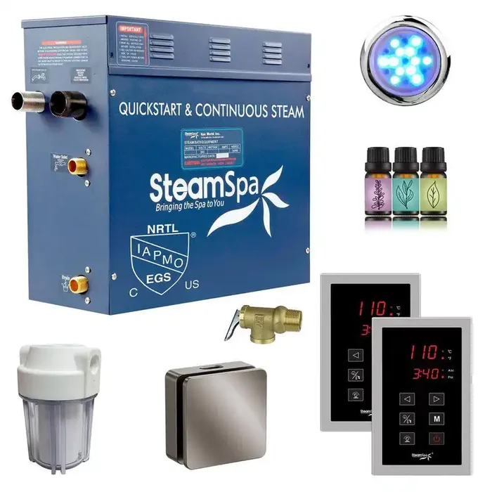 Royal Series 9000-Watt Steam Generator with Continuous Steam, Dual Easy Touch Control Pads, Filter in Brushed Nickel