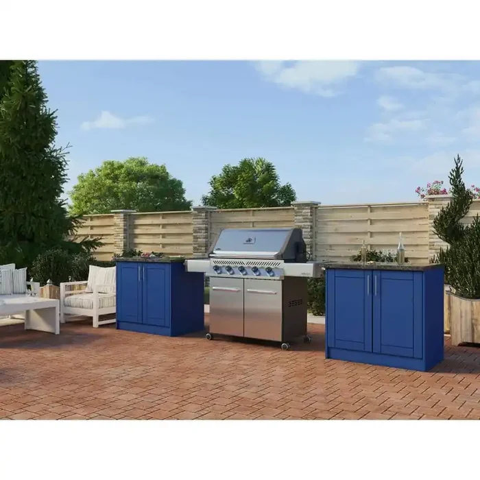Sanibel Reef Blue 16-Piece 73.25 in. x 34.5 in. x 25.5 in. Outdoor Kitchen Cabinet Island Set