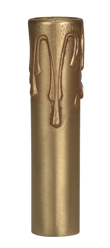 SATCO/NUVO Brass Metal Candelabra Base Candle Cover With Drip French Gold Finish 13/16 Inch Inside Diameter 7/8 Inch Diameter 4 Inch Height (80-2144)