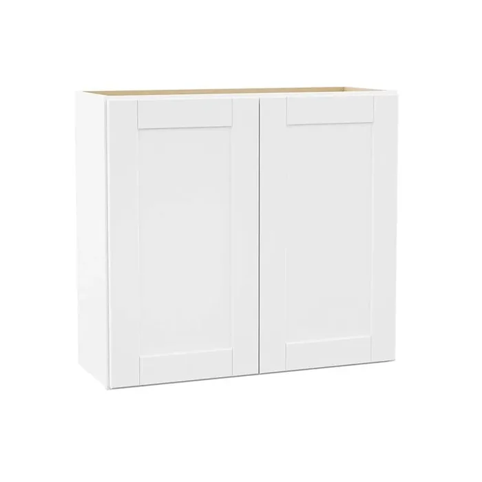 Shaker 33 in. W x 12 in. D x 30 in. H Assembled Wall Cabinet in Satin White
