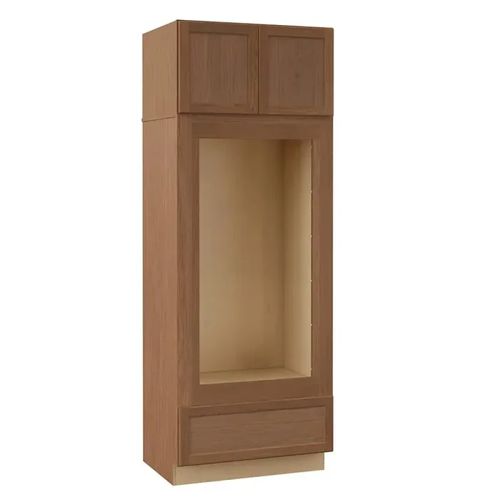 Sinclair 33 in. W x 24 in. D x 90 in. H Assembled Double Oven Cabinet in Shaker Saddle Oak