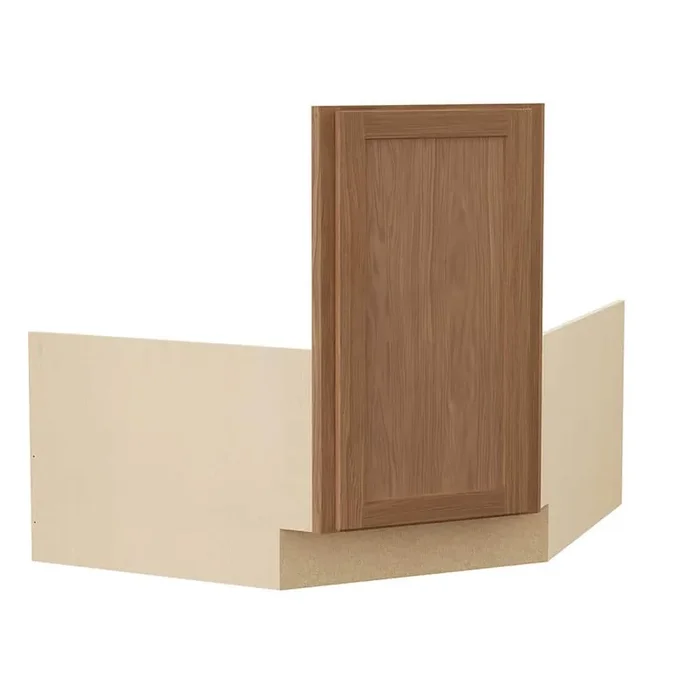 Sinclair 36 in. W x 24 in. D x 34.5 in. H Partially Assembled Corner Sink Base Cabinet in Shaker Saddle Oak