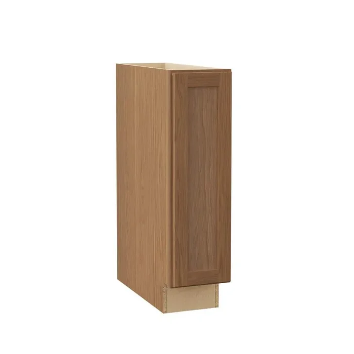 Sinclair 9 in. W x 24 in. D x 34.5 in. H Assembled Base Cabinet in Shaker Saddle Oak