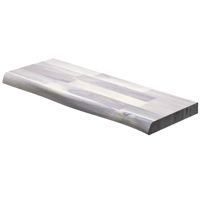 Solid 2 ft. L x 10 in. D x 1.5 in. T, Acacia Butcher Block Countertop Floating Wall Shelf, Organic White with Live Edge