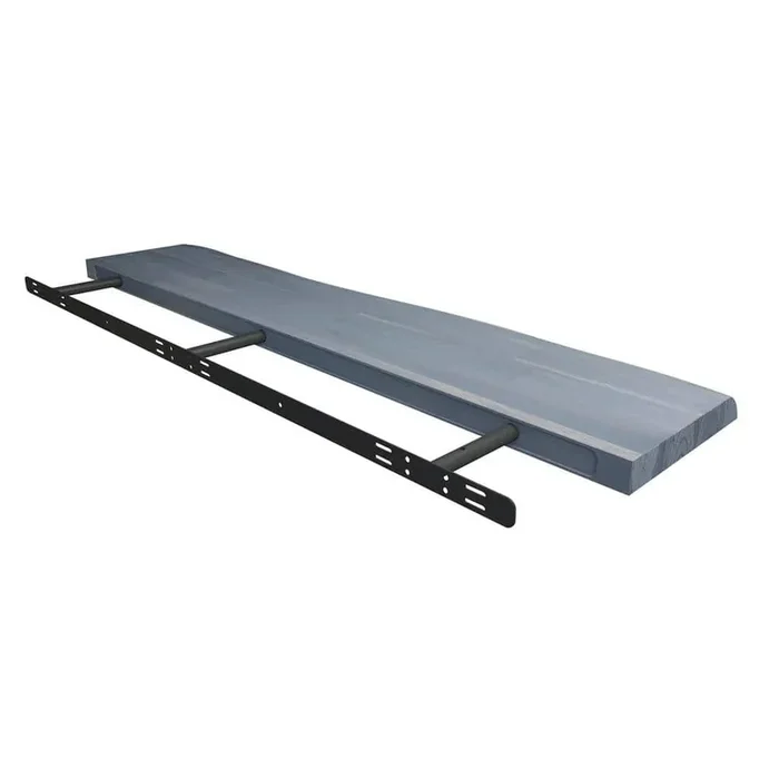 Solid 3.9 ft. L x 10 in. D x 1.5 in. T, Acacia Butcher Block Countertop Floating Wall Shelf, Dusk Grey with Live Edge