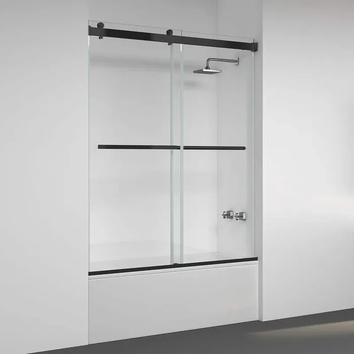 Spezia 60 in. W x 58 in. H Sliding Frameless Bathtub Door in Matte Black