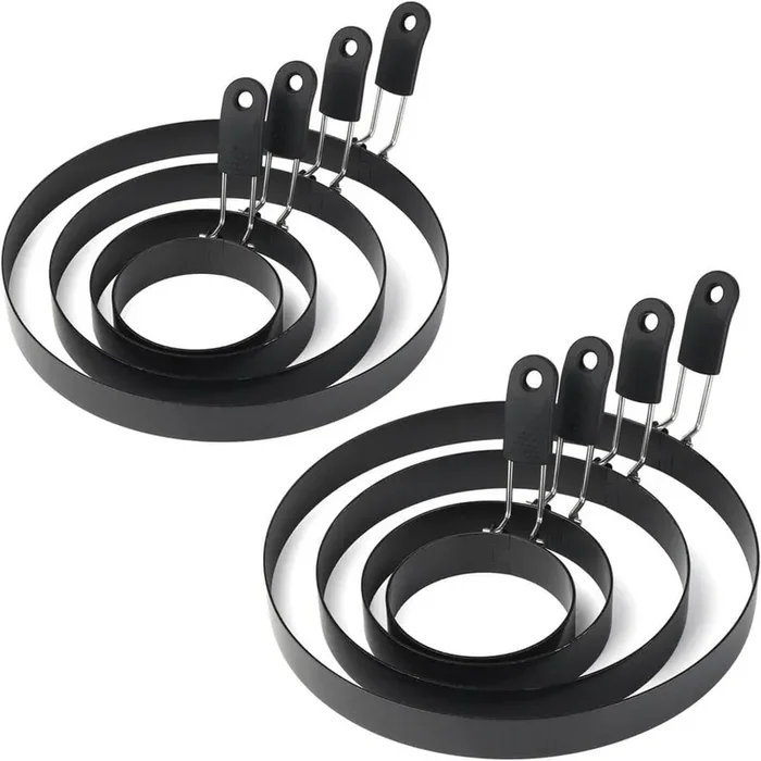 Stainless Steel Pancake Mold and Egg Ring Set Nonstick Round Egg and Omelet Mold for Frying Eggs and Muffins (Set of 8)