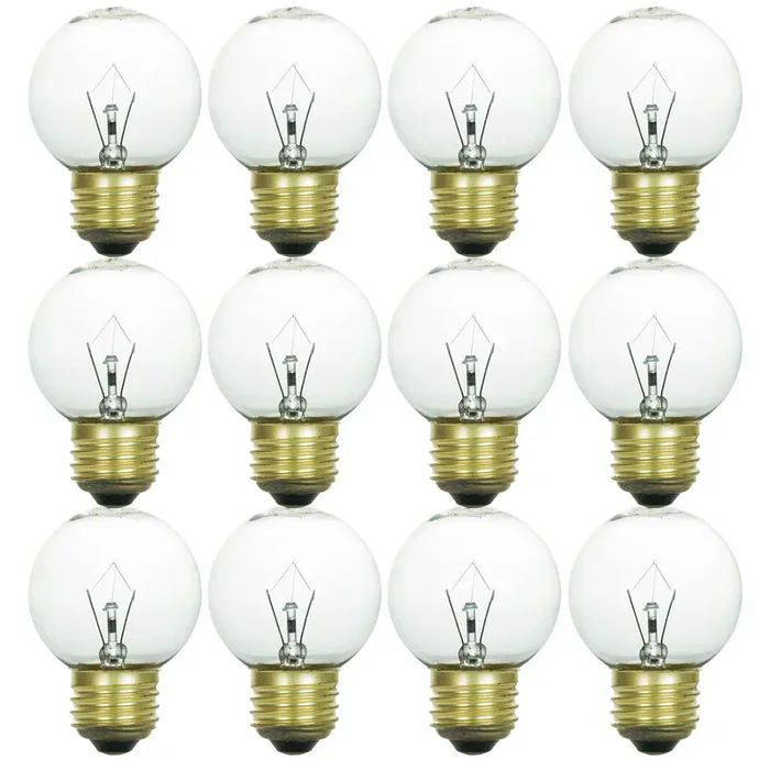 Sunlite 25G16/CL/MED/12PK Incandescent 25W 180Lm 2600K G16 Lamp 12 Pack (40135-SU)