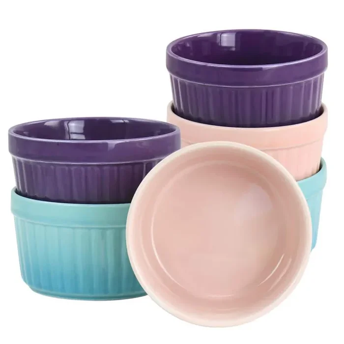 Thornburg 6-Piece 12 oz. Round Stoneware Ramekin Set in Pastel Assorted Colors