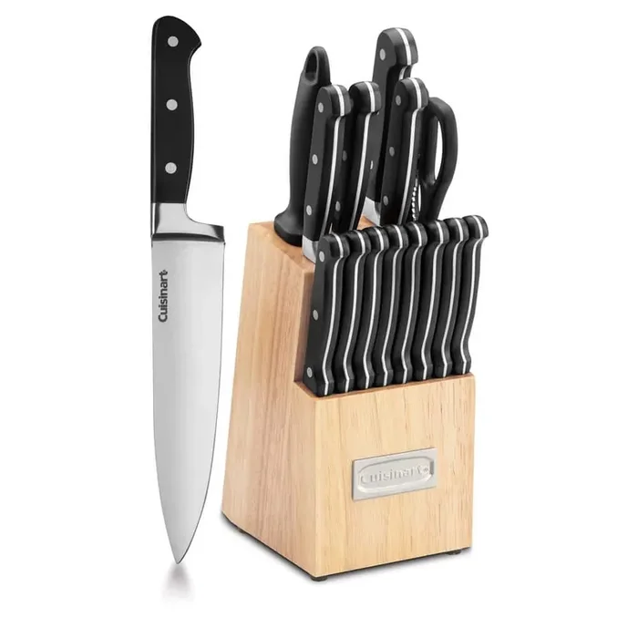 Triple Rivet 16-Piece Black Knife Set with Storage Block