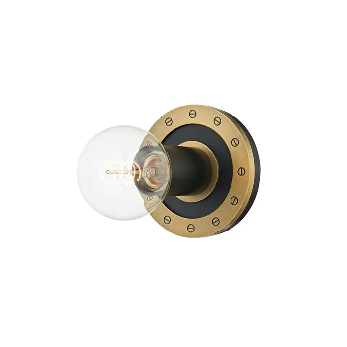 Troy Lighting – B2081-PBR/SBK – One Light Bath and Vanity – Teo – Patina Brass/Soft Black – B2081PBRSBK