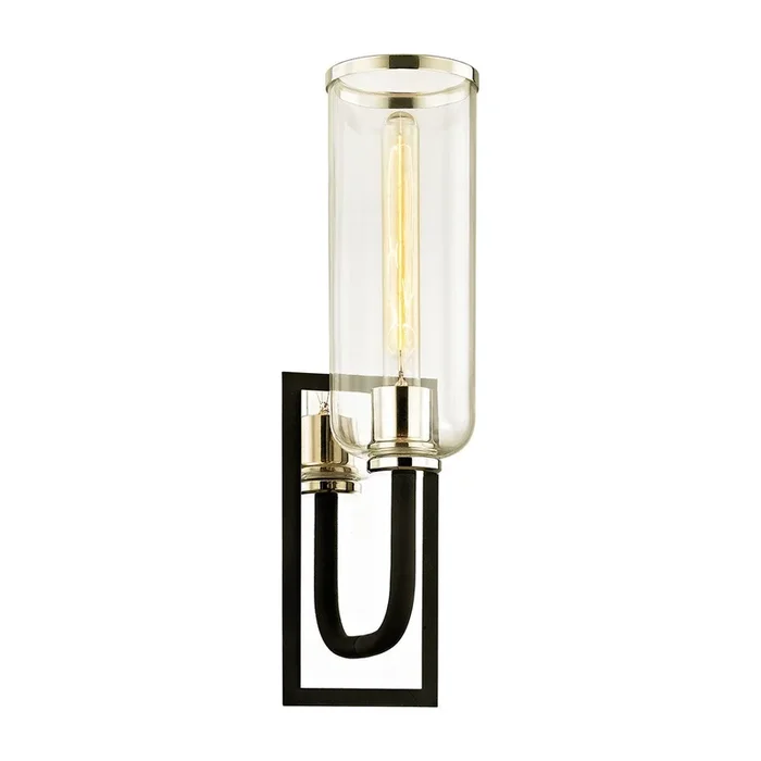 Troy Lighting – B6271-TBK/PN – One Light Wall Sconce – Aeon – Textured Black & Polish Nickel – B6271TBKPN