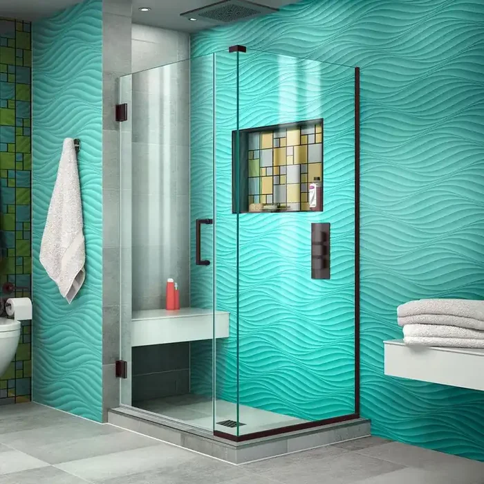 Unidoor Plus 33.5 in. W x 34-3/8 in. D x 72 in. H Frameless Hinged Shower Enclosure in Oil Rubbed Bronze