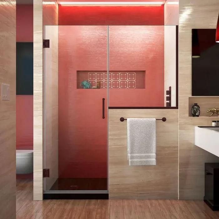 Unidoor Plus 47 to 47.5 in. x 72 in. Frameless Hinged Shower Door in Oil Rubbed Bronze