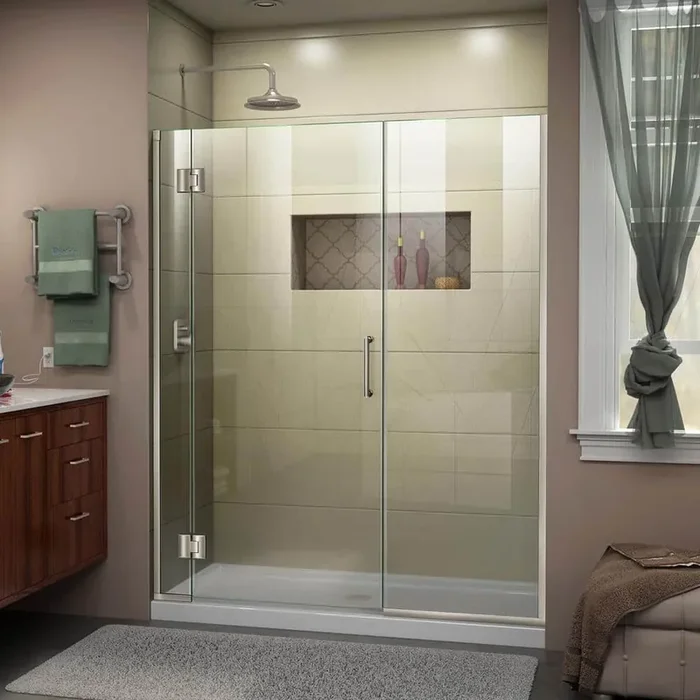 Unidoor-X 43.5 to 44 in. x 72 in. Frameless Hinged Shower Door in Brushed Nickel