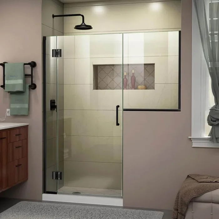 Unidoor-X 53 in. to 53.5 in. x 72 in. Frameless Hinged Shower Door in Matte Black