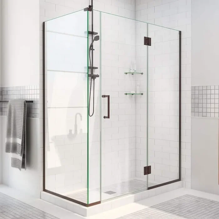 Unidoor-X 57.5 in. W x 30-3/8 in. D x 72 in. H Frameless Hinged Shower Enclosure in Oil Rubbed Bronze
