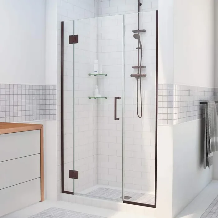 Unidoor-X 72 to 72.5 in. x 72 in. Frameless Hinged Shower Door in Oil Rubbed Bronze