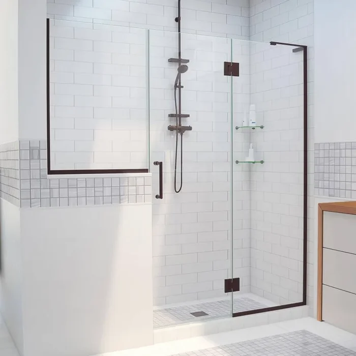 Unidoor-X 72 to 72.5 in. x 72 in. Frameless Hinged Shower Door in Oil Rubbed Bronze