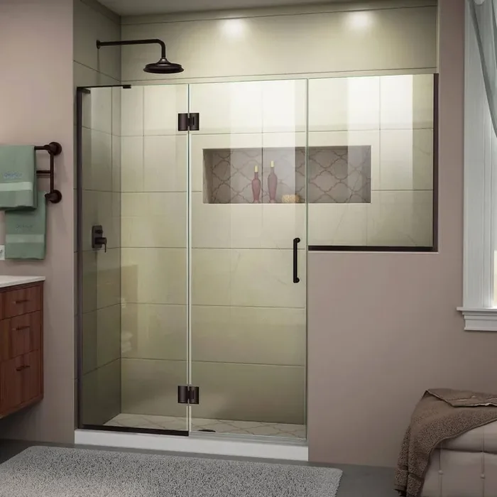 Unidoor-X 72 to 72.5 in. x 72 in. Frameless Hinged Shower Door in Oil Rubbed Bronze