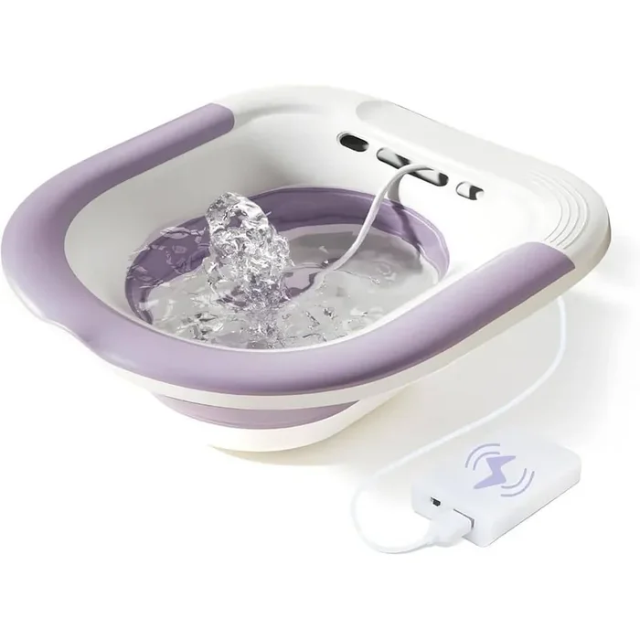 Unisex Electric Sitz Bath for Postpartum Care Foldable Collapsible Soak Tub Wide Seat 15.4″ L x 13.8″ W x 4.9″ H Purple