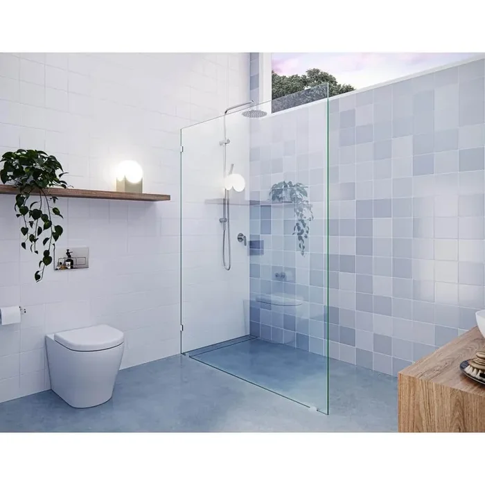 Vela 60 in. W x 78 in. H Frameless Fixed Single Panel Shower Door in Polished Nickel Without Handle