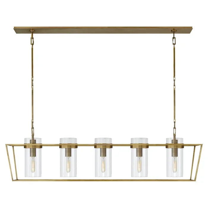 Visual Comfort Signature – Five Light Linear Pendant – Presidio
